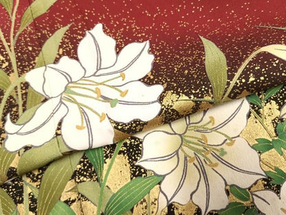 平和屋着物●豪華振袖　草花文　暈し染め　金彩　正絹　逸品　AABL3450fy