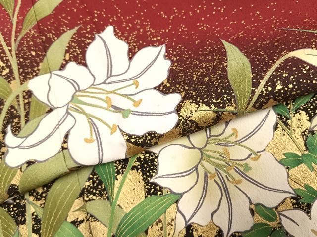 平和屋着物●豪華振袖　草花文　暈し染め　金彩　正絹　逸品　AABL3450fy
