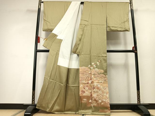 平和屋着物●豪華色留袖　駒刺繍　花鳥文　金彩　正絹　逸品　AABL3456fy