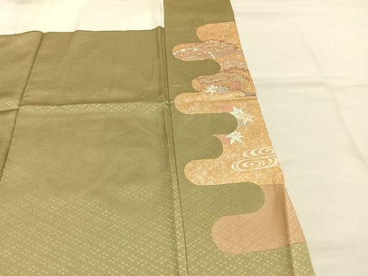平和屋着物●豪華色留袖　駒刺繍　花鳥文　金彩　正絹　逸品　AABL3456fy