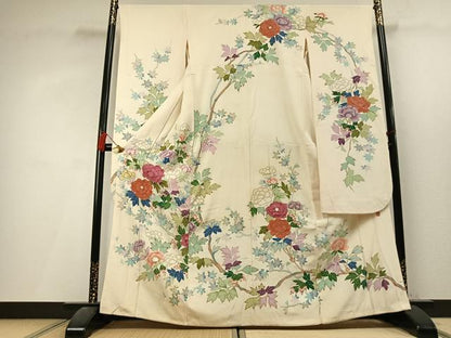 平和屋着物●豪華振袖　作家物　草花文　金彩　正絹　逸品　AABL3457fy