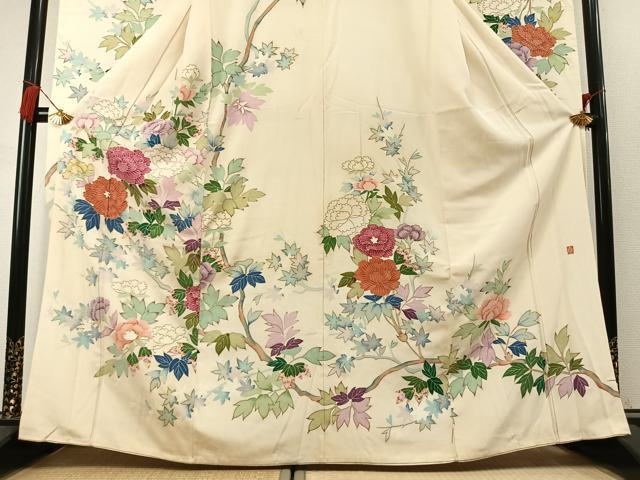 平和屋着物●豪華振袖　作家物　草花文　金彩　正絹　逸品　AABL3457fy
