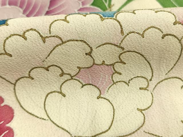 平和屋着物●豪華振袖　作家物　草花文　金彩　正絹　逸品　AABL3457fy