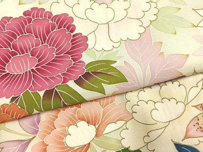 平和屋着物●豪華振袖　作家物　草花文　金彩　正絹　逸品　AABL3457fy