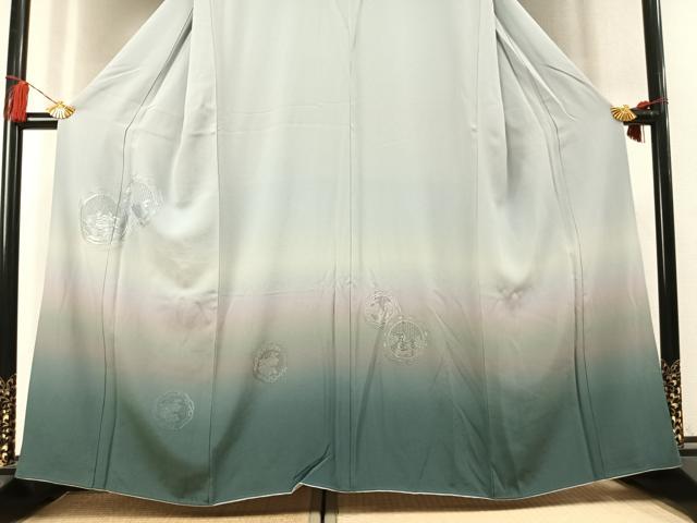 平和屋着物●訪問着　中国三大刺繍　スワトウ刺繍　汕頭刺繍　総刺繍　吉祥花文　暈し染め　正絹　逸品　未使用　AABL3458fy