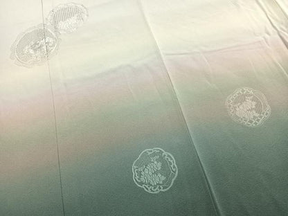 平和屋着物●訪問着　中国三大刺繍　スワトウ刺繍　汕頭刺繍　総刺繍　吉祥花文　暈し染め　正絹　逸品　未使用　AABL3458fy