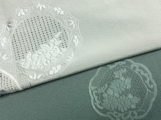 平和屋着物●訪問着　中国三大刺繍　スワトウ刺繍　汕頭刺繍　総刺繍　吉祥花文　暈し染め　正絹　逸品　未使用　AABL3458fy
