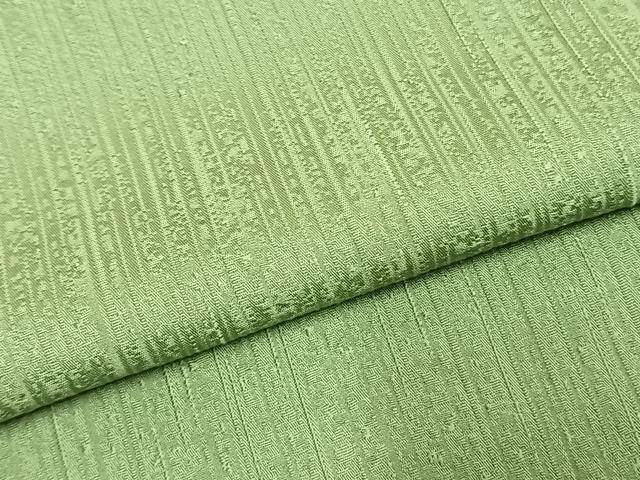 平和屋着物●上質な色無地　縞地紋　若葉色　正絹　逸品　未使用　AABL3459fy