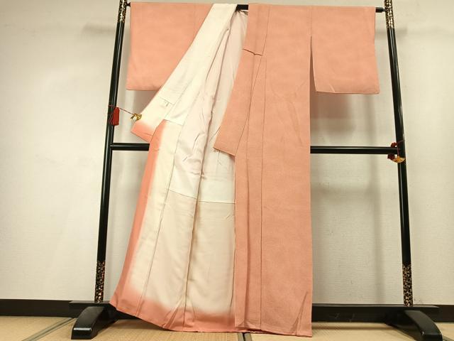 平和屋着物●上質な小紋　霞文　鬼しぼ縮緬　正絹　逸品　AABL3461fy
