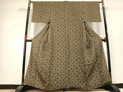 平和屋着物●赤尾吉介　小紋　糸巻花文　鬼しぼ縮緬　正絹　逸品　未使用　AABL3464fy