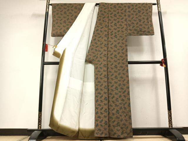 平和屋着物●赤尾吉介　小紋　糸巻花文　鬼しぼ縮緬　正絹　逸品　未使用　AABL3464fy