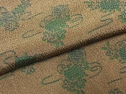 平和屋着物●赤尾吉介　小紋　糸巻花文　鬼しぼ縮緬　正絹　逸品　未使用　AABL3464fy