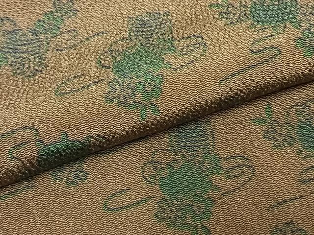 平和屋着物●赤尾吉介　小紋　糸巻花文　鬼しぼ縮緬　正絹　逸品　未使用　AABL3464fy