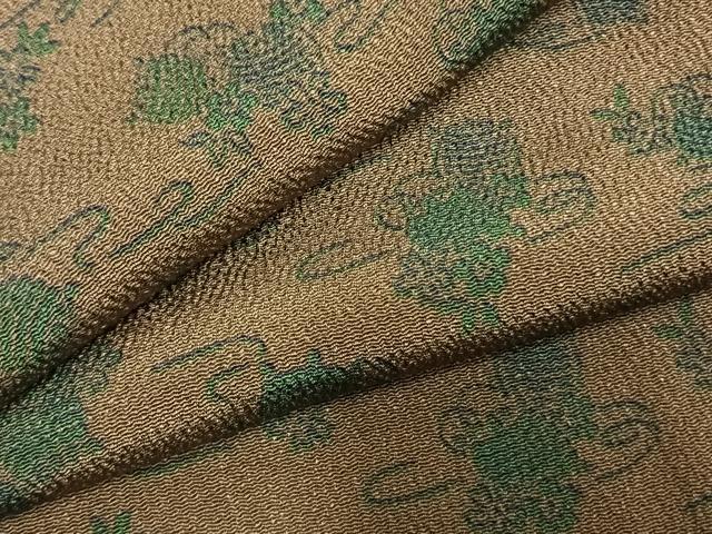 平和屋着物●赤尾吉介　小紋　糸巻花文　鬼しぼ縮緬　正絹　逸品　未使用　AABL3464fy