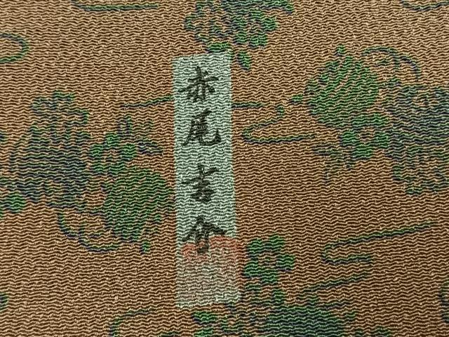 平和屋着物●赤尾吉介　小紋　糸巻花文　鬼しぼ縮緬　正絹　逸品　未使用　AABL3464fy