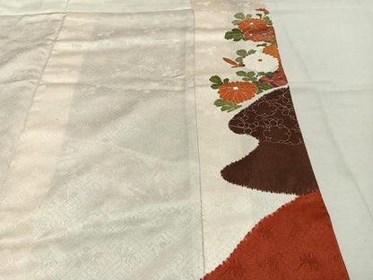 平和屋着物●創業460年・千總　振袖　駒刺繍　花鳥文　金彩　正絹　逸品　AABL3467fy