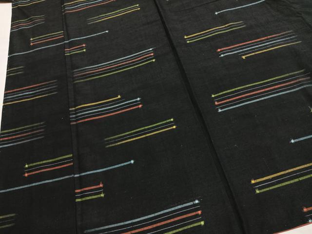 平和屋着物●上質な紬　抽象文様　黒地　正絹　逸品　AABL3472fy