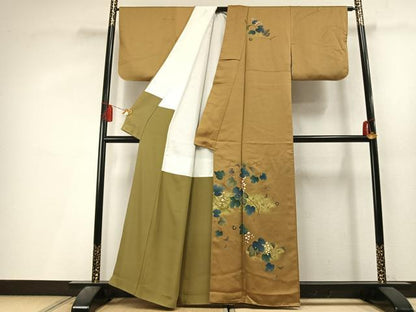平和屋着物●訪問着　蔦の葉文　金彩　正絹　逸品　AABL3473fy
