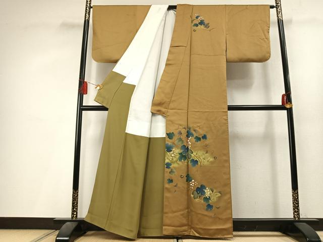 平和屋着物●訪問着　蔦の葉文　金彩　正絹　逸品　AABL3473fy