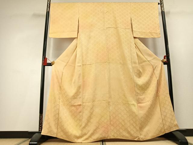 平和屋着物●上質な小紋　青海波地紋　暈し染め　正絹　逸品　AABL3475fy