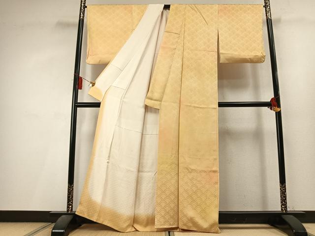 平和屋着物●上質な小紋　青海波地紋　暈し染め　正絹　逸品　AABL3475fy