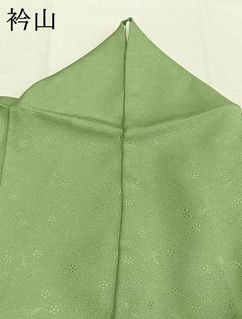平和屋着物●上質な色無地　花唐草地紋　柳色　正絹　逸品　AABL3478fy
