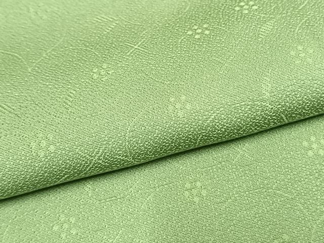 平和屋着物●上質な色無地　花唐草地紋　柳色　正絹　逸品　AABL3478fy