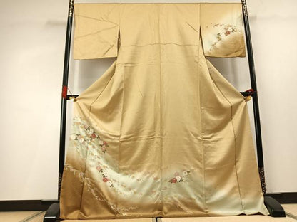 平和屋着物●訪問着　枝花文　暈し染め　金彩　ロング丈　正絹　逸品　AABL3481fy