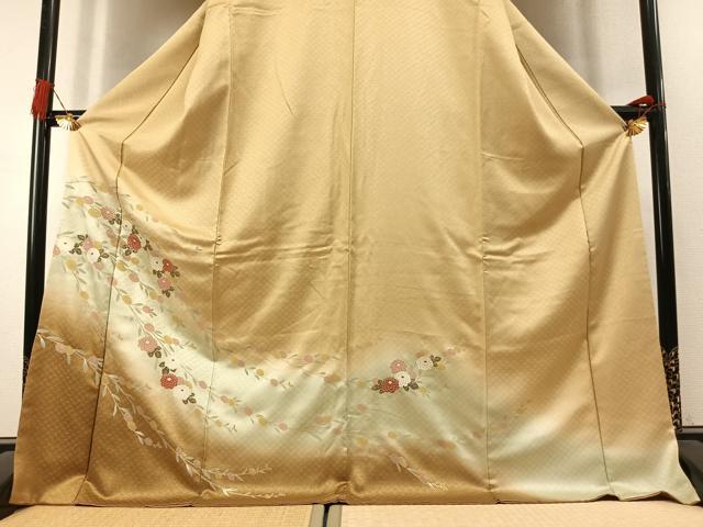 平和屋着物●訪問着　枝花文　暈し染め　金彩　ロング丈　正絹　逸品　AABL3481fy