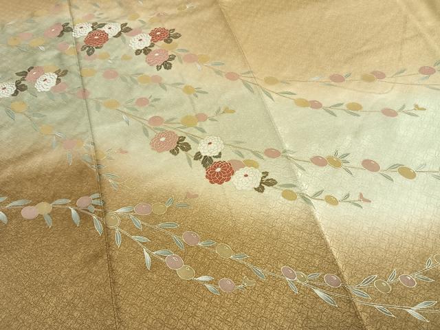 平和屋着物●訪問着　枝花文　暈し染め　金彩　ロング丈　正絹　逸品　AABL3481fy