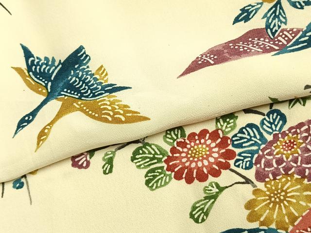 平和屋着物●上質な小紋　型染め　花鳥文　正絹　逸品　未使用　AABL3482fy