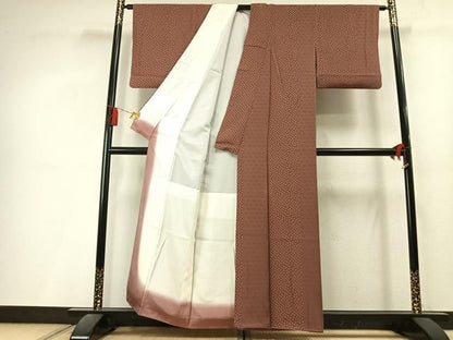 平和屋着物▼上質な小紋　草花間道　正絹　逸品　AABL3483fy