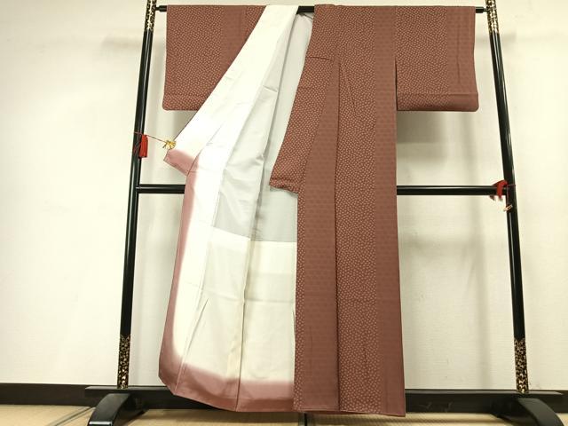平和屋着物▼上質な小紋　草花間道　正絹　逸品　AABL3483fy