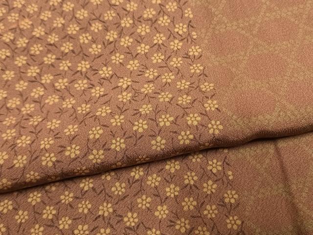平和屋着物▼上質な小紋　草花間道　正絹　逸品　AABL3483fy