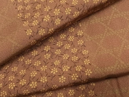平和屋着物▼上質な小紋　草花間道　正絹　逸品　AABL3483fy