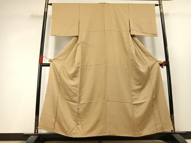 平和屋着物●上質な色無地　作家物　花尽くし地紋　枯色　正絹　逸品　未使用　AABL3484fy