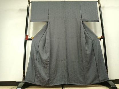 平和屋着物●上質な色無地　草花地紋　錫色　正絹　逸品　AABL3485fy