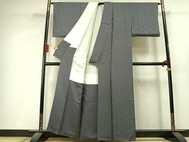 平和屋着物●上質な色無地　草花地紋　錫色　正絹　逸品　AABL3485fy
