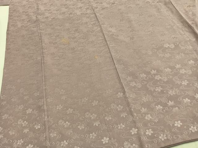 平和屋着物●上質な色無地　流水花地紋　薄柿色　正絹　逸品　AABL3487fy