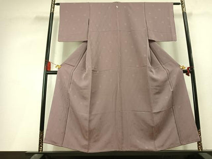 平和屋着物●上質な色無地　立涌花地紋　薄柿色　正絹　逸品　AABL3489fy