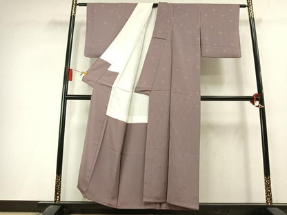 平和屋着物●上質な色無地　立涌花地紋　薄柿色　正絹　逸品　AABL3489fy