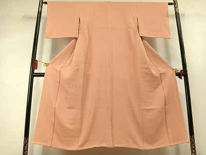 平和屋着物●上質な色無地　深支子色　正絹　逸品　AABL3490fy