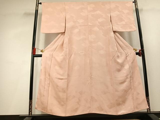 平和屋着物●上質な色無地　扇面地紋　洗柿色　正絹　逸品　AABL3493fy
