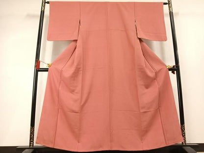 平和屋着物●上質な色無地　薄紅色　正絹　逸品　AABL3497fy