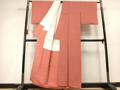 平和屋着物●上質な色無地　薄紅色　正絹　逸品　AABL3497fy