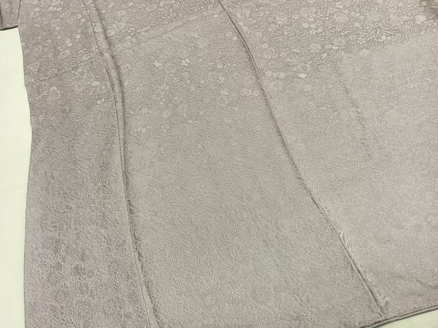 平和屋着物●上質な色無地　寿光織　草花地紋　鴇鼠色　反端付き　正絹　逸品　未使用　AABL3498fy