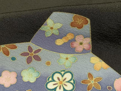 平和屋着物●豪華黒留袖　友禅　作家物　草花文　金彩　正絹　逸品　AABL3501fy