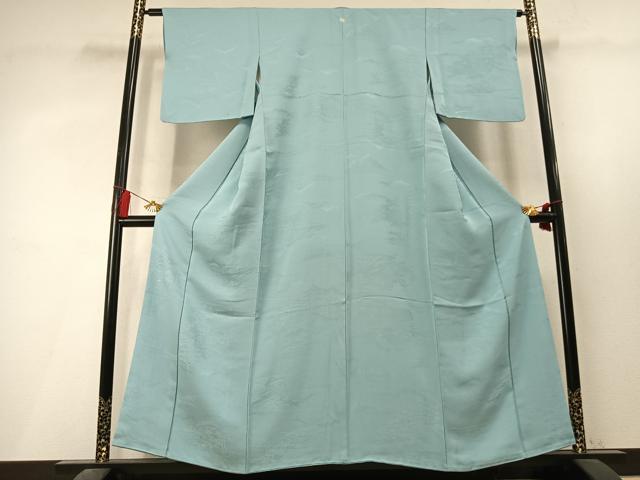 平和屋着物●上質な色無地　風景地紋　白藍色　正絹　逸品　AABL3506fy