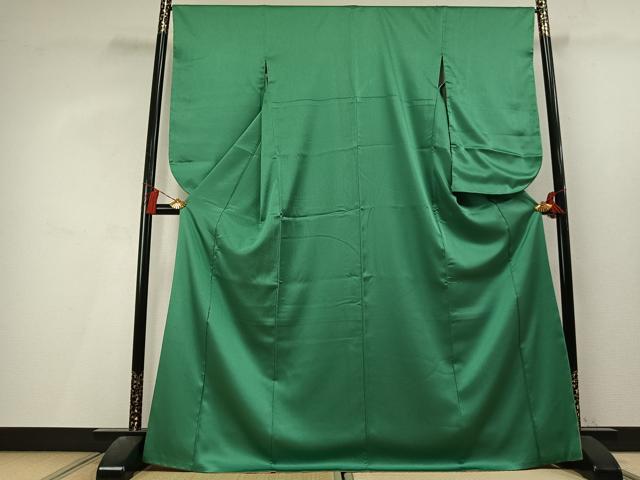平和屋着物●小振袖　二尺袖　色無地　紋意匠　浅緑色　洗える着物　AABL3510fy