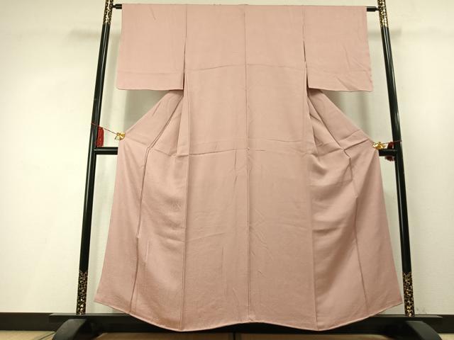 平和屋着物●上質な色無地　草花地紋　水柿色　正絹　逸品　未使用　AABL3514fy